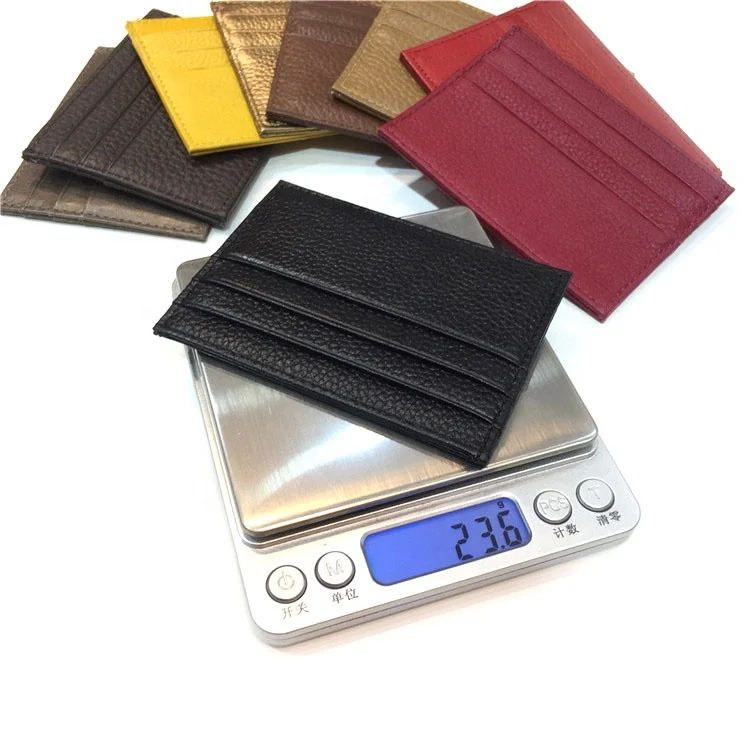 Black real leather name card holder with custom embossed logo