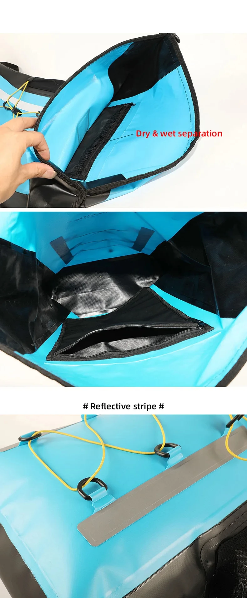 Custom Waterproof Dry Bag Backpack Heavy Duty Roll-Top Closure Floating Bag with Reflective Strip for Outdoor Water Activities