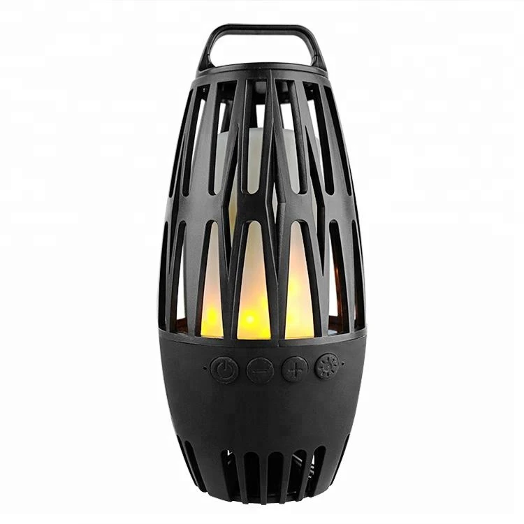Romantic Simulation Flame LED Lamp Outdoor BBQ Camping Music Wireless Speaker