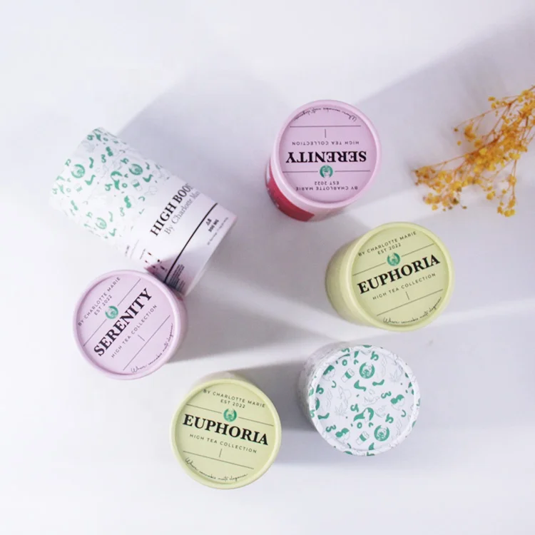 Cylindrical cardboard customized tea powder, tea container packaging internal food grade aluminum foil paper tube packaging box