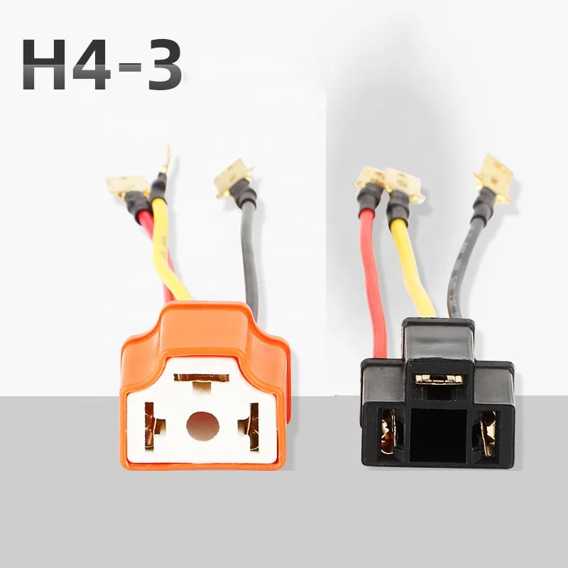 H4-3 Truck Female Ceramic Headlight Extension Connector Plug Light Lamp Bulb Wire Socket Adapter 12V