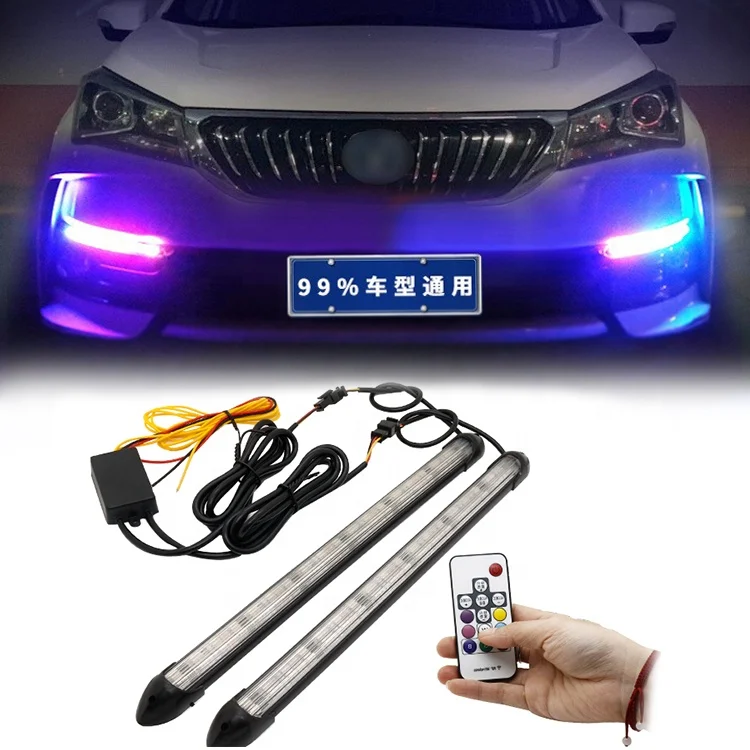 Car Scan Waterproof Headlight Strip Sequential Light Universal DRL LED Daytime Running Light Flow colorful flexible Turn Signal