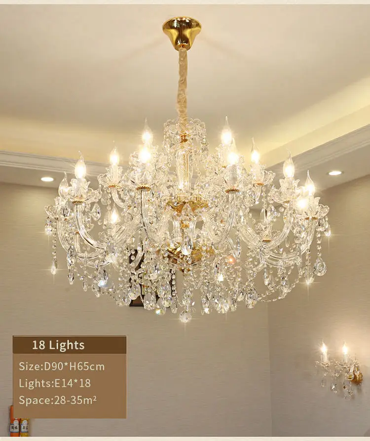 View larger image Add to Compare  Share Luxury Modern Gold glass K9 Crystal Chandelier indoor Living Room