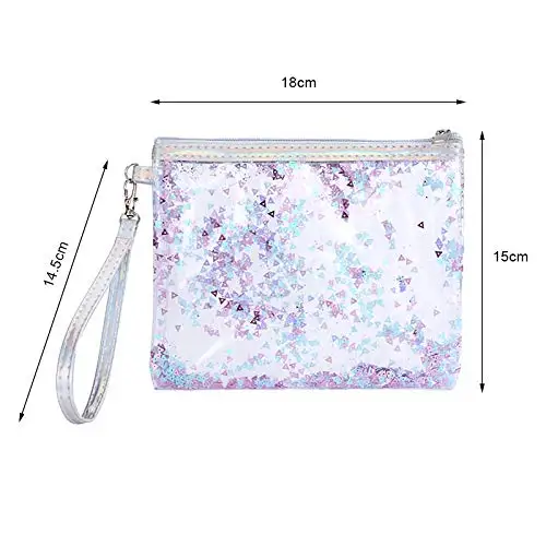 NANA Crystal Clear Cosmetic Bag Travel Toiletry Bag with Zipper Vinyl PVC Make-up Pouch Handle Straps for Women Men