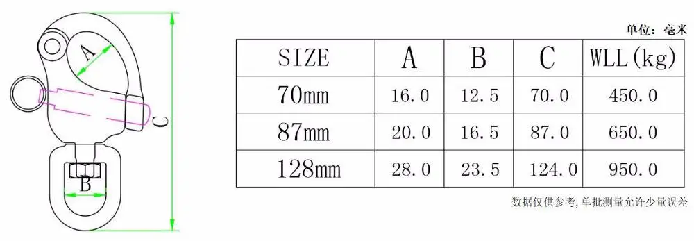 Marine Hardware Stainless Steel 316 Quick Release Swivel Rotary Rotating Sailing Rigging Spring Eye Snap Hook Shackle