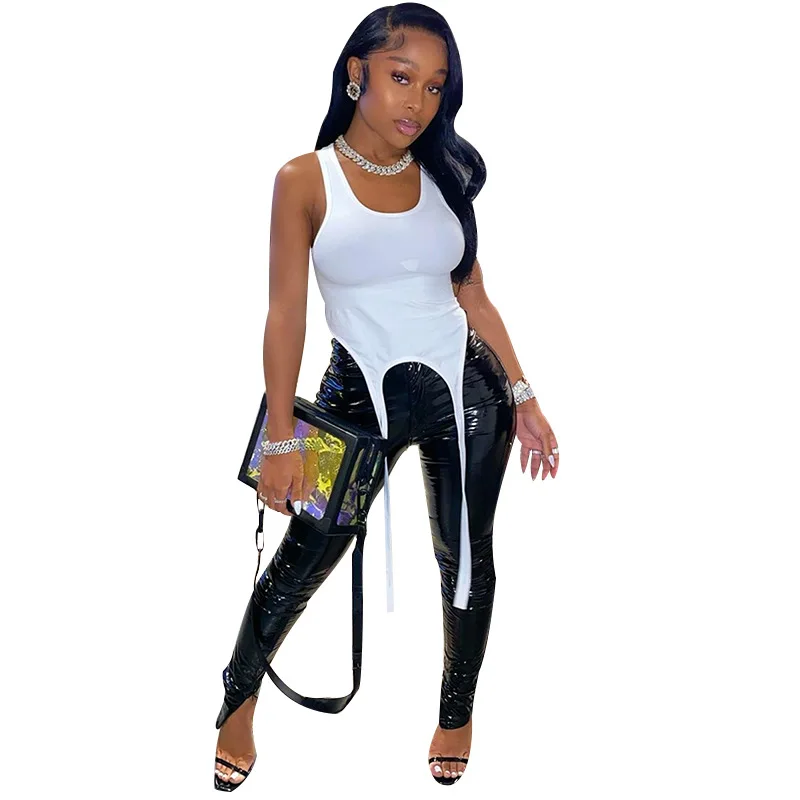 
2021 Hot Sexy Plus Size Custom Logo Summer Lady White Black Ribbed Crop Tank Top Women 