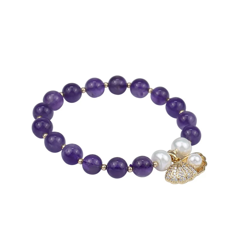 Amazon Hot Peanut Shells Pendant Design Beaded Bracelet Purple Beads Amethyst Bracelet