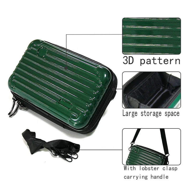 Compact waterproof Blackish green 3D stripes pattern eva case Portable camera shoulder bag for camera photo accessories
