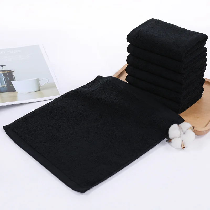 cheap promotional 100% cotton terry black color hand towel
