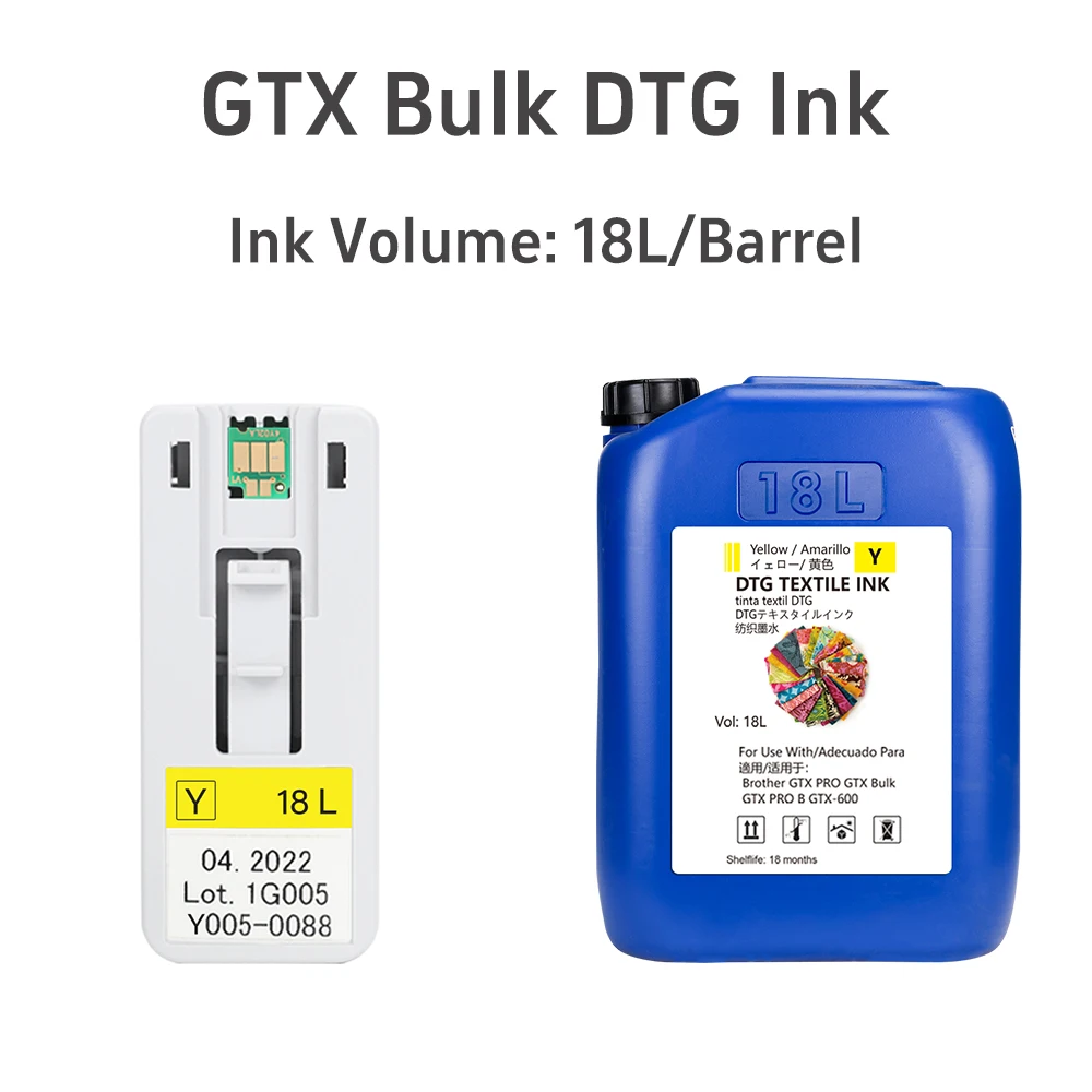 For Brother GTX PRO DTG Printer Shirt Bulk Ink 18 Liter Chip Textil Printing Machine Bucket Refill Ink Barrel