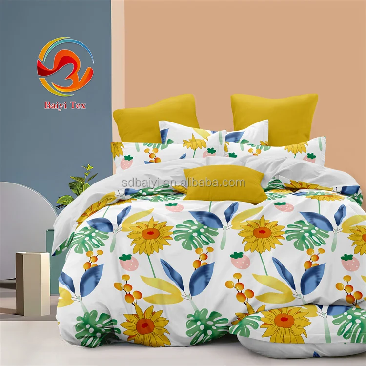 Luxury Design 100% Polyester Fibre Bed Sheet drat de lit en fleurs Bedding Set drat de lit 3 place