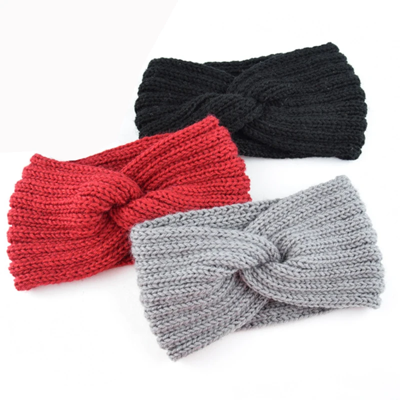 Women Lady Crochet bow knot turban knit headbands braided winter headbands ear warmers crochet head wraps