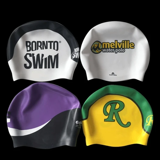 OEM Custom Logo Printed Suitable Seamless Hat Silicone Swim Cap For Unisex Kids Adult