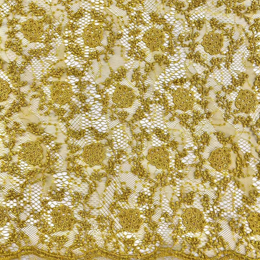 Luxury 3D Lace Fabric Dyed Water Soluble Embroidery Plain Embroidery 3mm Sequins embroidery for Dance Dress