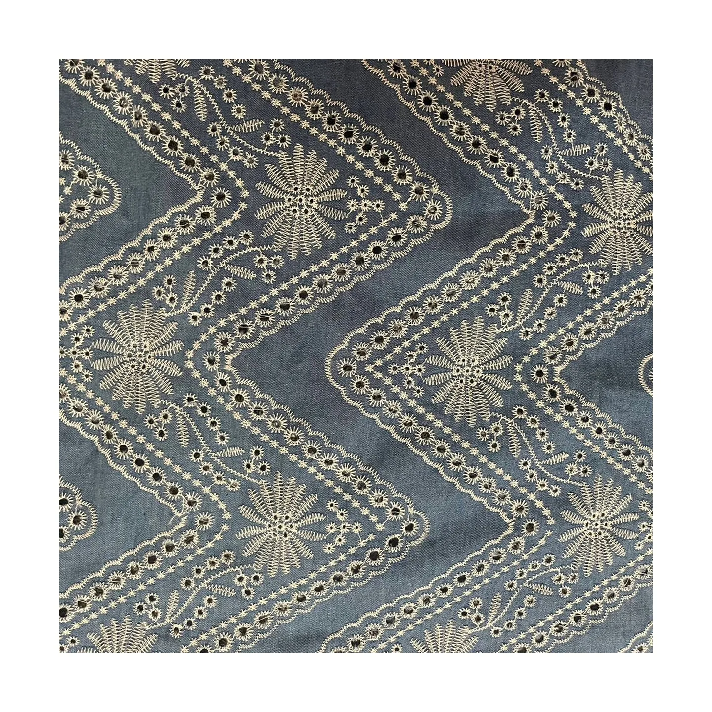 Jean embroidery Fabric Cotton Denim Jean Fabric embroidered with 100% cotton yarn in floral design