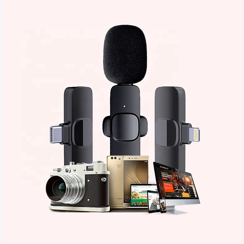 2021 New Portable Lavalier Wireless Microphone for Live Streaming Audio Video Recording Mic For IPhone Gaming Microfonoe