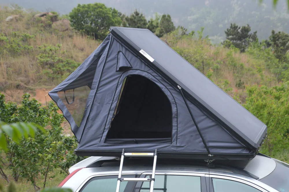 4x4 Top SUV Aluminum Triangle Hard Shell Camping Car Roof Top Tent with Roof Rack