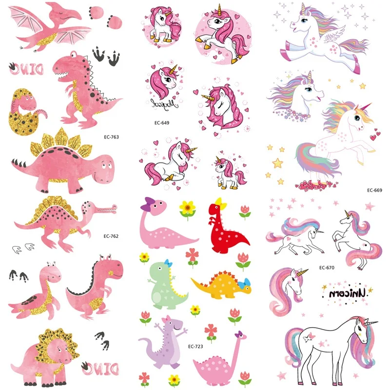 JS OEM Mermaid Unicorn Body Children Flower Waterproof Tattoo Sticker
