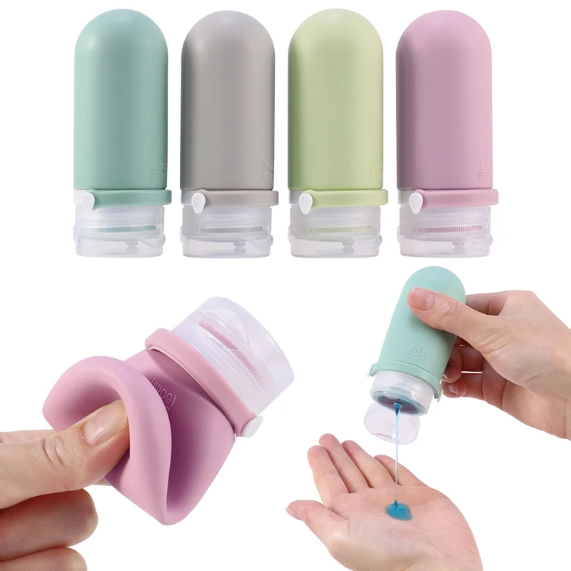 60ml Portable Food Grade Silicone Tube Travel Size Bottle TSA Carry-on Approved 2oz Refillable Travel Lotion Container