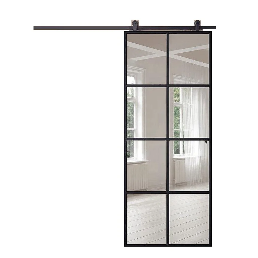 Practical Interior Frosted Glass  Sliding Barn Door