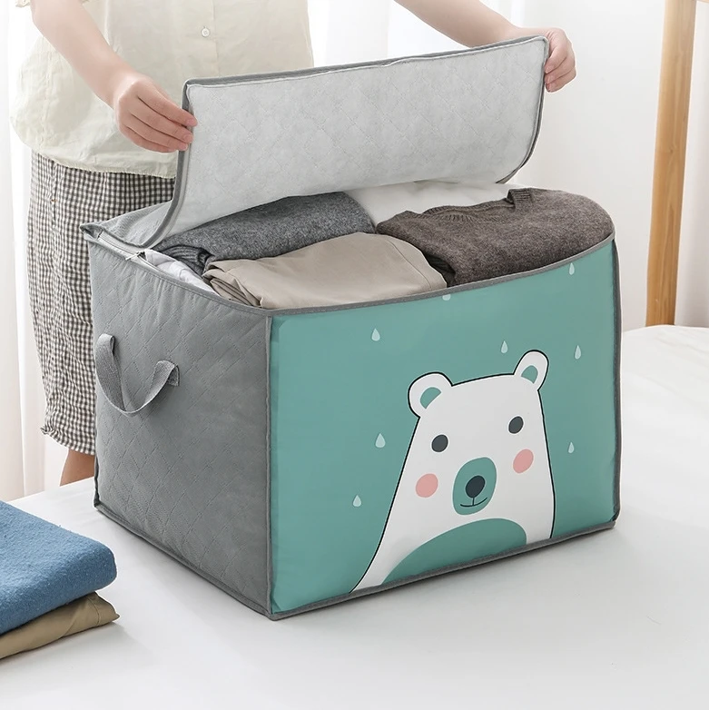 Large Capacity Breathable Organizer With Reinforced Handle Non-woven Clothes Storage Bags For Comforter Blanket Bedding Foldable