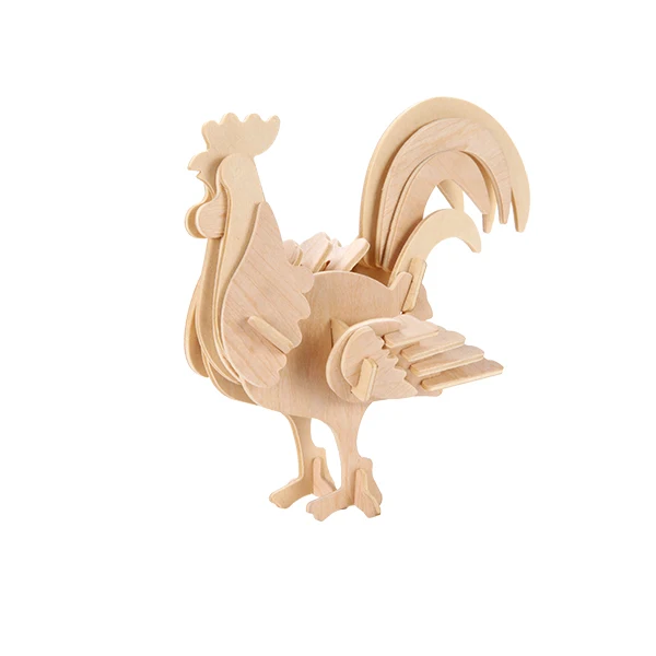 3D Wooden Toys rooster Animal  puzzle Toy for educational game chinese zodiac animal models 3D Puzzle Model DIY Painting kits