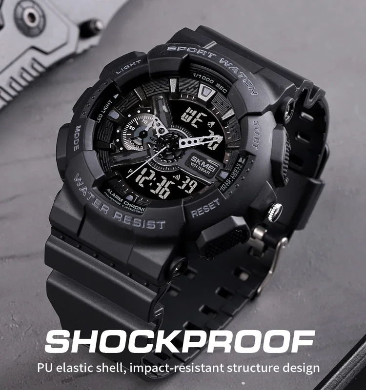 SKMEI 1688 fashion sport watch luxury brand waterproof rubber analog digital watch