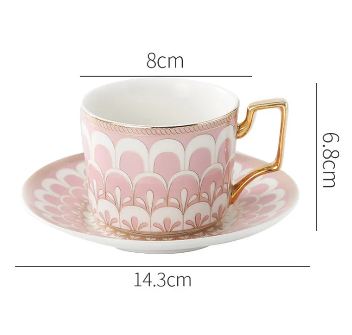 
Royal Classic Elegant Simple Pattern Drawing Golden Rim Coffee Tea Cup Sets With Spoon 