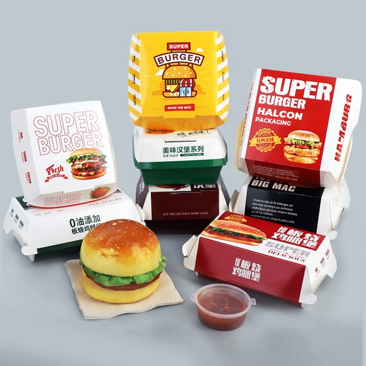 Biodegradable Food Packaging Corrugated Fries Hamburger Kraft Paper Boxes Mini Hot Dog Burger And Fries Packaging Box Custom