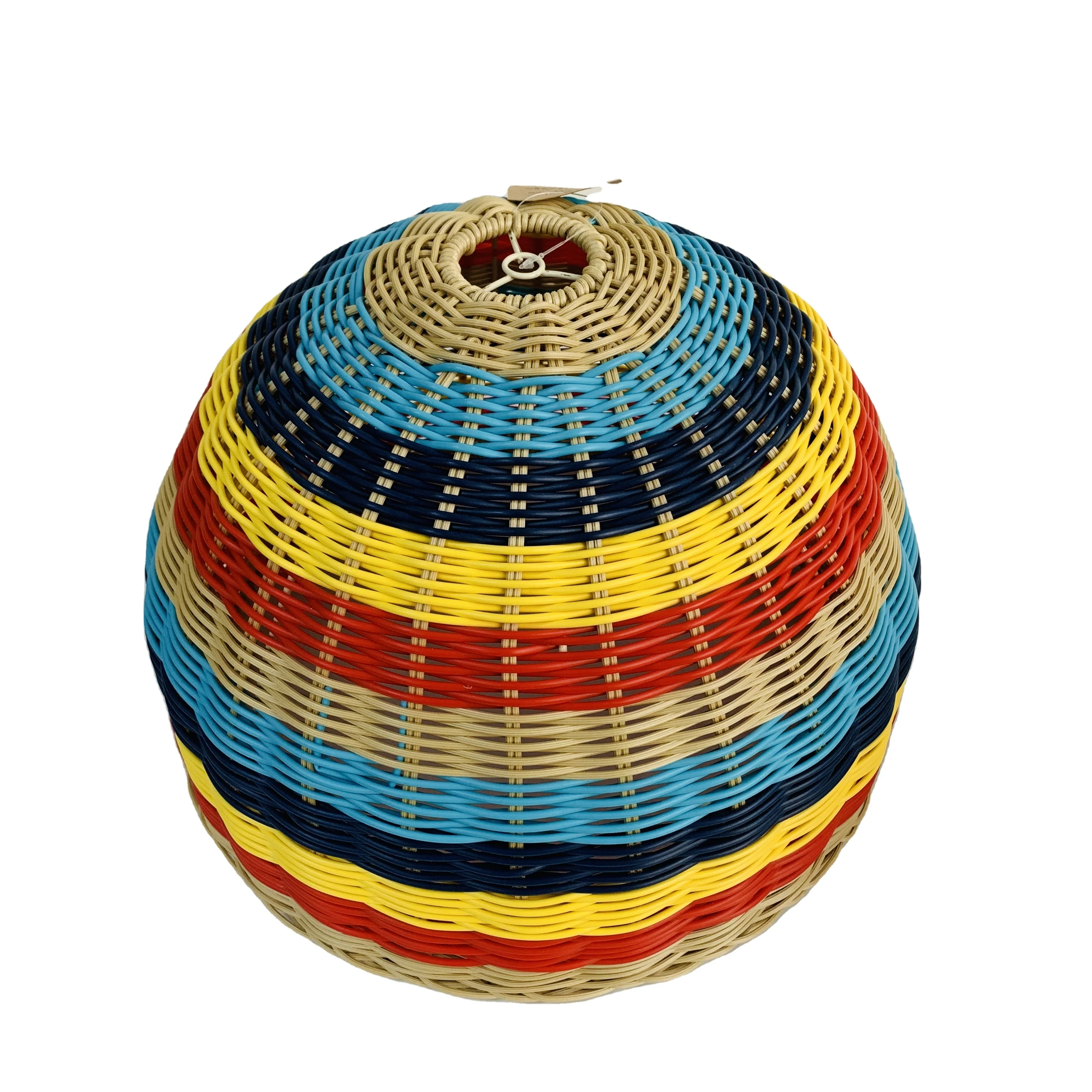 XH Woven Rainbow color plastic rattan Pendant lamp light lampshade for Living Room Bedroom Restaurant Cafe Teahouse Bar Club