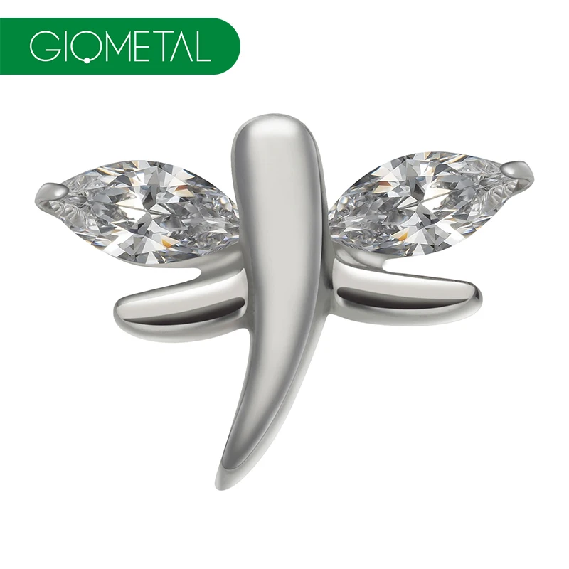 Giometal G23 титановые бесрезьбовые украшения в виде стрекозы серьги для пирсинга оптовая продажа