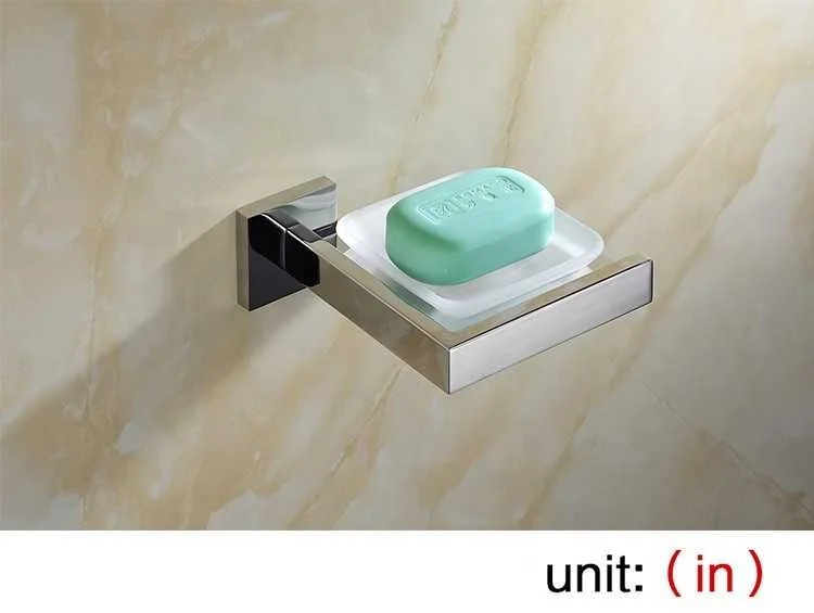 Bathroom Soap Dish Holder SUS304 Stainless Steel Fashion Smooth Mirror Bathroom Hardware Set Wall Mounted Glass Plate