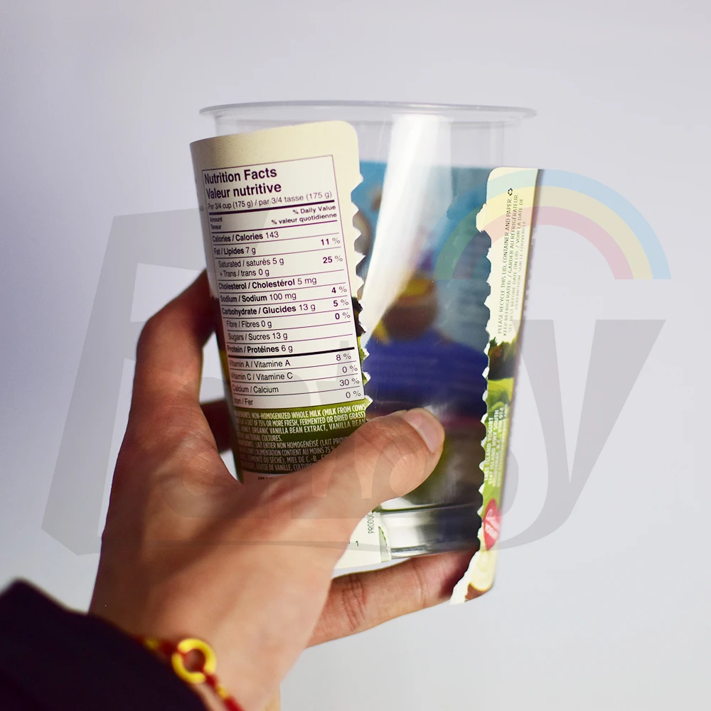 Индивидуальный логотип одноразовый йогурт для холодного питья прозрачный PP PET пластиковая чашка многоразовая йогурта с крышкой и