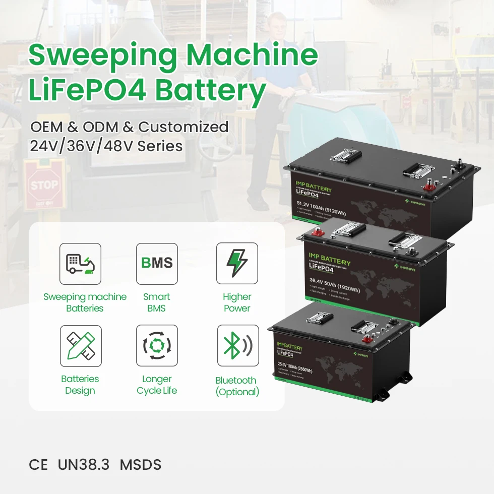 Factory LiFePO4 lithium battery  24v 36V 100ah 105ah 150ah 200ah for electric rotary floor scrubber sweeper machine