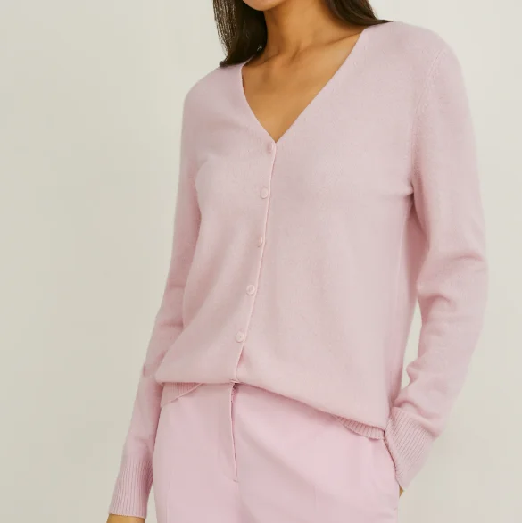 Customize OEM ODM V neck cardigan pure cashmere women cashmere sweater top wool cashmere pullover