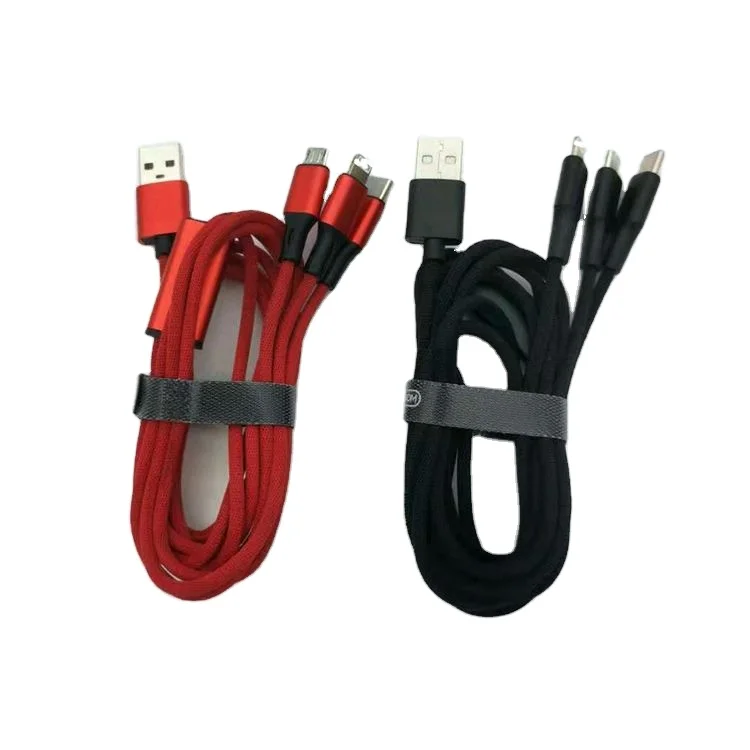 Hot Selling Quality Product Nylon Braided Material 3 In 1 Fast Charging+data Transfer Usb Cable