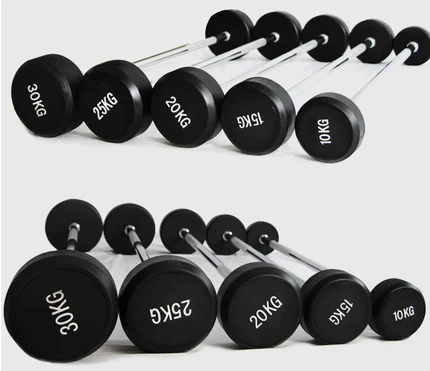 New innovative fitness barbell training  rubber  barbell straight  curving barbell