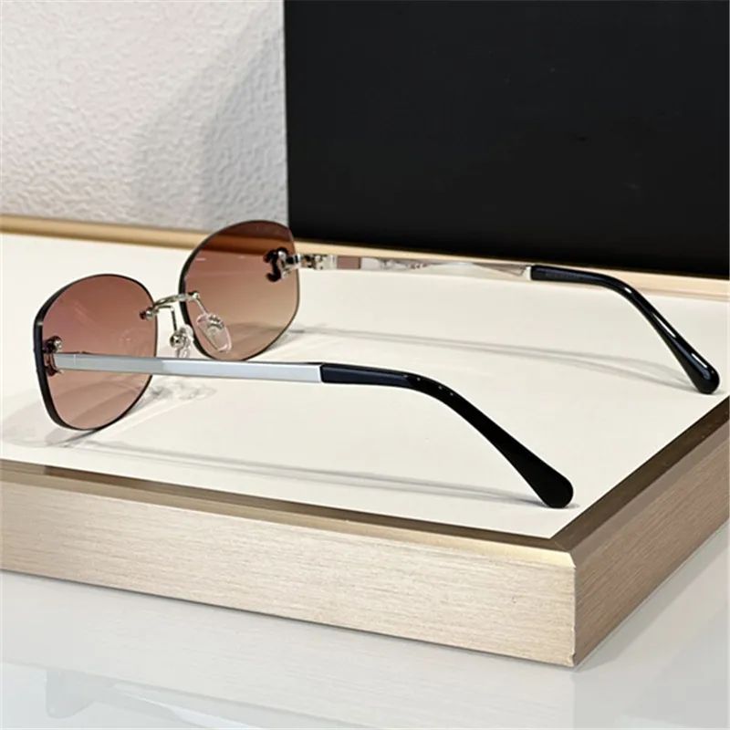 New 2024 Brand Designer Women CC Diamond Rimless Sunglasses Luxury Poly Styrene Lenses Mirror Glasses UV400 Eyeglasses
