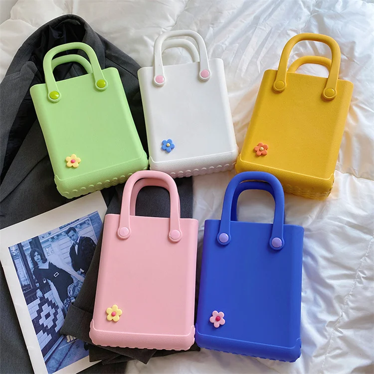 2024 Wholesale Custom  Summer Tropical Eva Foam Shoulder Handbags Rubber Mesh Silicon Tote Beach Bags For Women