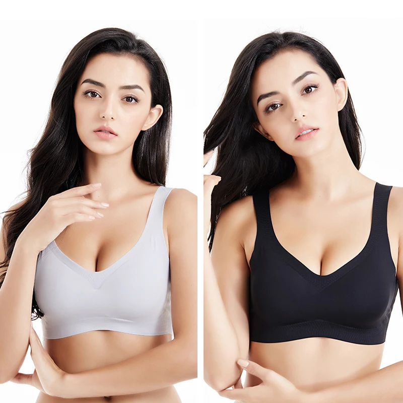 Woman sostenes sin costura one piece bra reggiseno senza cuciture traceless soutien-gorge sans armatures ice silk wirefree bra