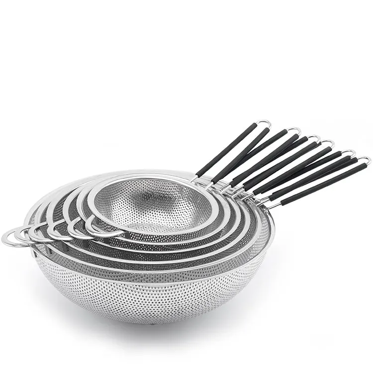 Кухонный дуршлаг Диаметром 31 см, нержавеющая сталь, 201, штамповочная корзина, ситечко с силиконом