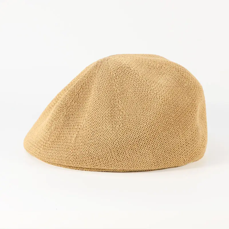 Women Elegant Berets Spring Summer New Solid Color Knitted Travel Hats Linen Slik Beret