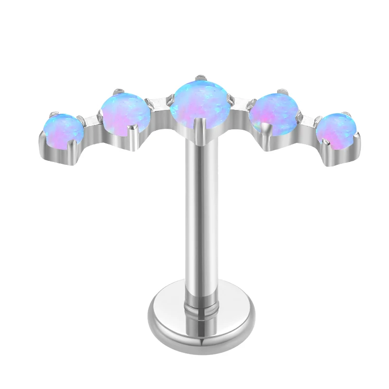 G23 Titanium Opal Internally Thread Labret ear cartilage helix Labret piercing jewelry earrings