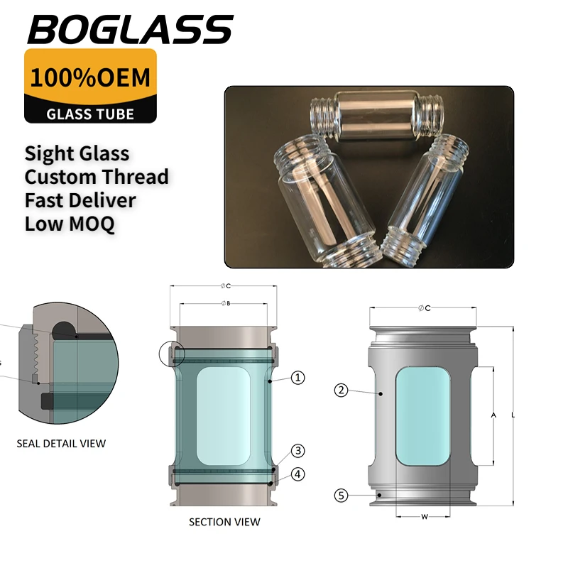 Transparent Clear Reusable Heat Resistant Sight Borosilicate Glass Tube