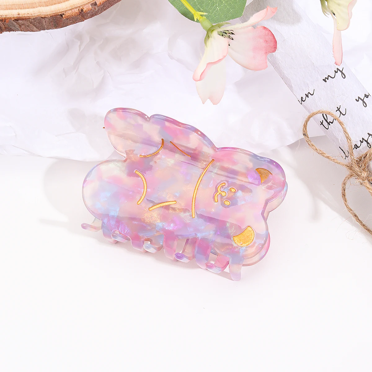 CN Korea Bear Shape Hair Clamp for Women Customized Logo Acetate Hair Claw Clip for Thick Hair