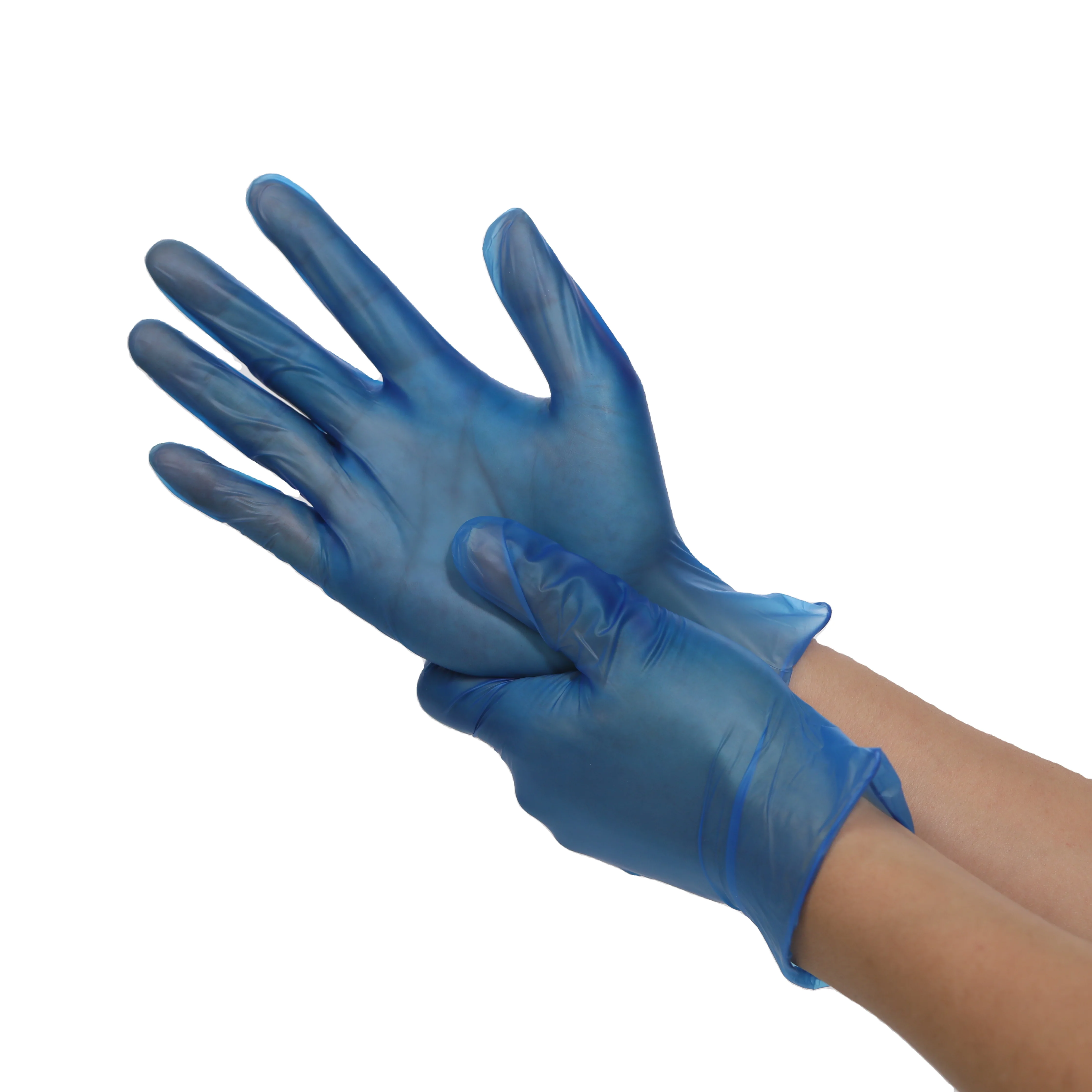 Hot sale blue vinyl examination gloves