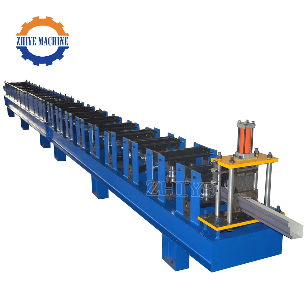 Half Round Rain Gutter Roll Forming Machine Metal Water Gutter Making Machine Blue Punching Machine Colored Steel Tile 0.3-0.8mm