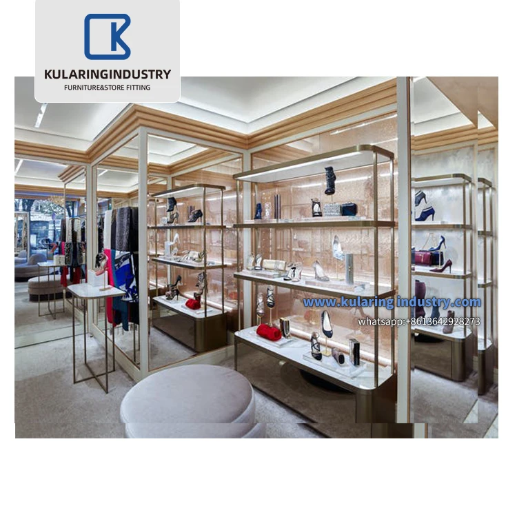 Showroom Counter Fancy Store Names Wooden Footwear Furniture Showcase Wall Display Ideas Shoes shop interior design