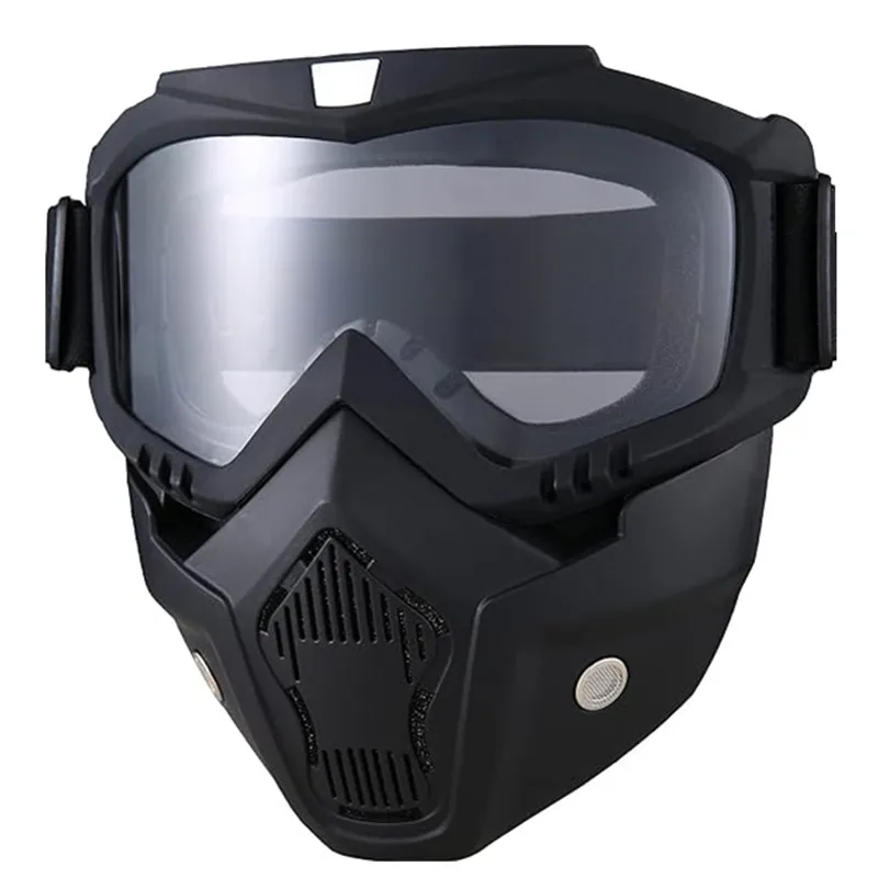 Motorcycle Full Face Mask Goggles with Mouth Filter Open Face Helmet Motocross Riding Dirt Bike ATV Goggles