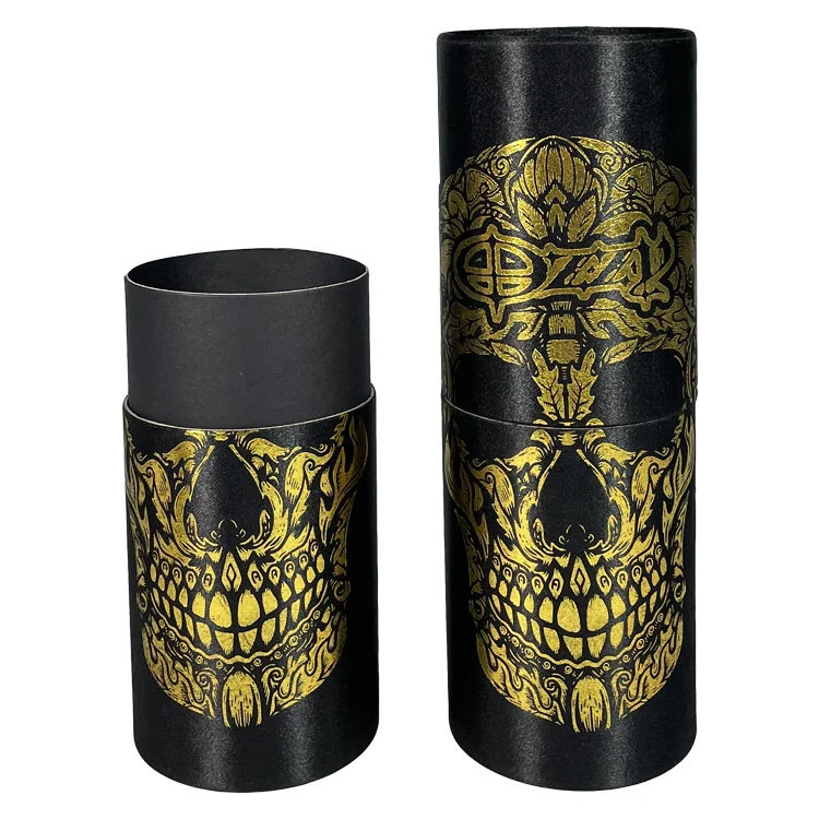 Custom Recycled Cardboard Cylinder Tea Coffee Packaging Box Round Kraft Paper Tube Packaging with Satin